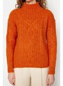 Trendyol Orange Soft Textured Standing Collar Knitwear Sweater