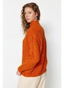 Trendyol Orange Soft Textured Standing Collar Knitwear Sweater