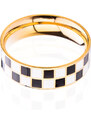 franco bene Pozlacený prsten se vzorem šachovnice