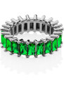 franco bene Stříbrný crystal prsten - zelený