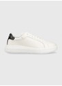 Kožené sneakers boty Calvin Klein LOW TOP LACE UP LTH bílá barva, HM0HM01016