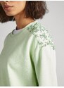 Světle zelená dámská květovaná mikina Pepe Jeans Alissa - Dámské