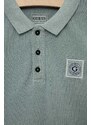 Bavlněné polo tričko Guess šedá barva, s aplikací