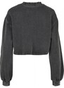 URBAN CLASSICS Ladies Cropped Small Embroidery Terry Crewneck - black