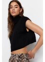 Trendyol Black Crop High Neck Pletený svetr