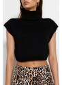 Trendyol Black Crop High Neck Pletený svetr