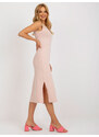 Fashionhunters Světle růžové midi šaty bez rukávů od OCH BELLA