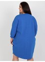 Fashionhunters Tmavě modré asymetrické šaty větší velikosti