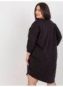 Fashionhunters Černé šaty velikosti plus s kamínkovou aplikací