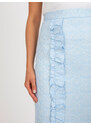 Fashionhunters Světle modrá formální tužková sukně s volánkem
