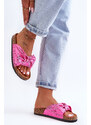 Kesi Dámské pantofle s lesklou mašlí Růžová Cristina