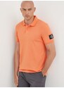 Bavlněné polo tričko Calvin Klein Jeans oranžová barva