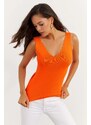 Cool & Sexy Women's Black-Orange Double Ladder Collar Knitwear Blouse YV123