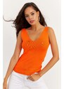 Cool & Sexy Women's Black-Orange Double Ladder Collar Knitwear Blouse YV123