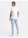 Ombre Clothing Pánské kalhoty JOGGERS s nákladní kapsou - světle modré V1 OM-PADJ-0112