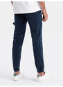 Ombre Clothing Pánské kalhoty JOGGERS s nákladní kapsou - tmavě modré V3 OM-PADJ-0112