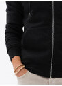 Ombre Clothing Pánská mikina HOODIE s rozepínáním z příjemného úpletu - černá V1 OM-SSZP-0148