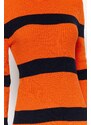 Trendyol Orange Midi Knitwear Standing Collar Dress