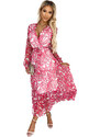 Numoco Dámské vzorované šaty Enrica růžová Univerzální