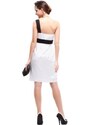 HollywoodStyle.cz krátké černo-bílé společenské šaty na jedno rameno: Černobílá Polyester S