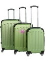 sada skořepinových cestovních kufrů 3 - zelená