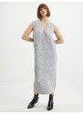 Světle šedé dámské pletené šaty VILA Visvampi - Dámské