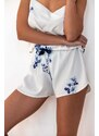 Sensis Bílý květovaný pyžamový krátký set Gladys
