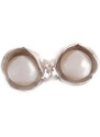 Klára Bílá Jewellery Dámské stříbrné náušnice Bowpearls s perlou klipsy Barva perly: Bílá