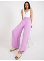 Fashionhunters Světle fialové látkové švédské kalhoty