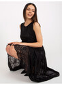Fashionhunters Černé krajkové šaty s volánkem OCH BELLA