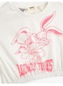 Koton Lola Bunny And Bugs Bunny Crop T-Shirt Licensed Short Sleeve Crew Neck Cotton