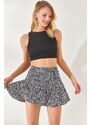 Olalook Women's Floral Black Shorts and Camisole Skirt