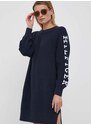 Bavlněné šaty Tommy Hilfiger tmavomodrá barva, mini, oversize