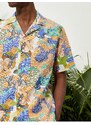 Koton Summer Shirt with Short Sleeves Turndown Collar Ethnic Printed Cotton