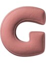 Yellow Tipi Korálově růžový sametový polštář písmeno G 40 cm