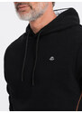 Ombre Clothing Pánská mikina s kapucí a kapsou na zip - černá V4 OM-SSNZ-22FW-006