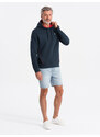 Ombre Men's hoodie with zippered pocket - navy blue