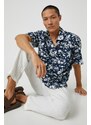 Koton Summer Shirt with Floral Short Sleeves, Classic Collar