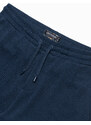 Ombre Clothing Pánské pletené šortky s elastickým pasem - tmavě modré V1 OM-SRCS-0107