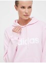 Bavlněná mikina adidas dámská, růžová barva, s kapucí, s potiskem, IL3343