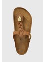 Kožené žabky Birkenstock Gizeh Braided dámské, hnědá barva, na plochém podpatku, 1021355-brown