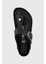 Kožené žabky Birkenstock dámské, černá barva, na plochém podpatku, 1023334-black