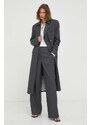 Kabát Remain dámský, šedá barva, přechodný, dvouřadový
