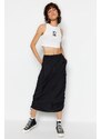 Trendyol Black Parachute Fabric Midi Skirt