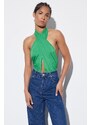 Trendyol Green Halterneck Cross-tied Waist Decollete Flexible Snaps Knitted Body