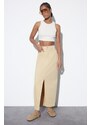 Trendyol Green Maxi Denim Skirt With a Slit