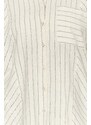 Trendyol Curve Beige Striped Linen Look Woven Shirt