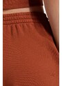Kraťasy adidas Originals dámské, hnědá barva, hladké, high waist, IL9619-brown