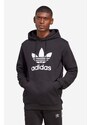 Bavlněná mikina adidas Originals pánská, černá barva, s kapucí, vzorovaná, IA4883-black