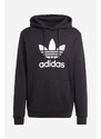 Bavlněná mikina adidas Originals pánská, černá barva, s kapucí, vzorovaná, IA4883-black